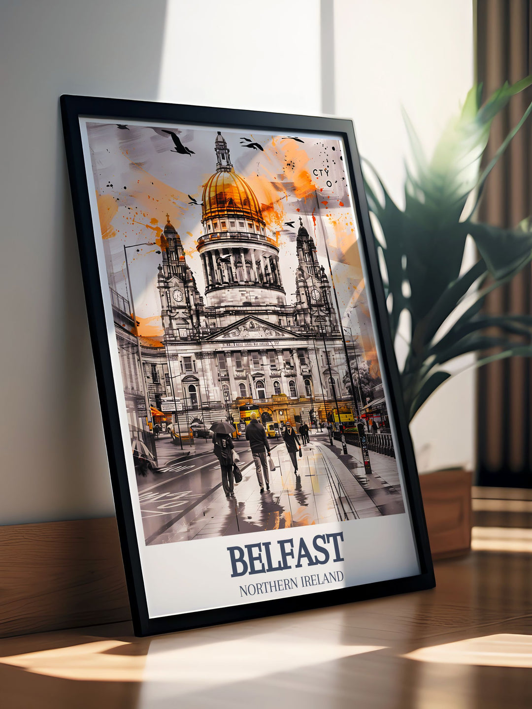 Vintage City Hall Donegall Square prints depicting the elegance of Belfasts City Hall. These Ireland artworks are perfect for home decor, offering a unique and timeless addition to your collection of UK wall prints and posters.