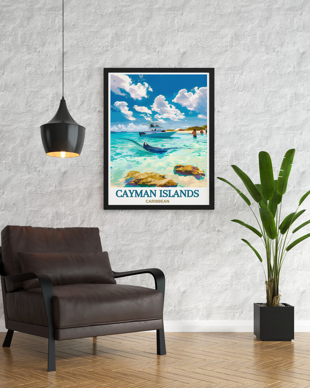Stunning Stingray City prints showcasing the natural beauty of the Cayman Islands available as a modern art piece or framed print perfect for those who appreciate sophisticated travel posters and unique wall art