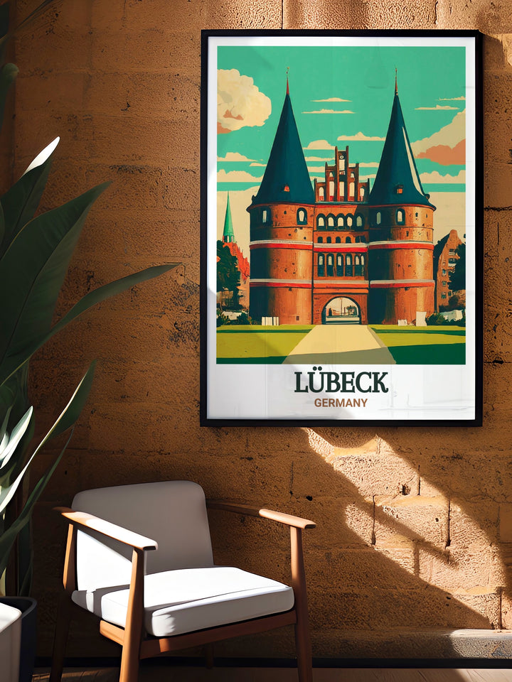 Holstentor Digital framed prints from Lubeck are the perfect Germany travel gift offering a unique piece of art that captures the beauty and history of one of Germanys most iconic landmarks a thoughtful gift for lovers of German culture and art