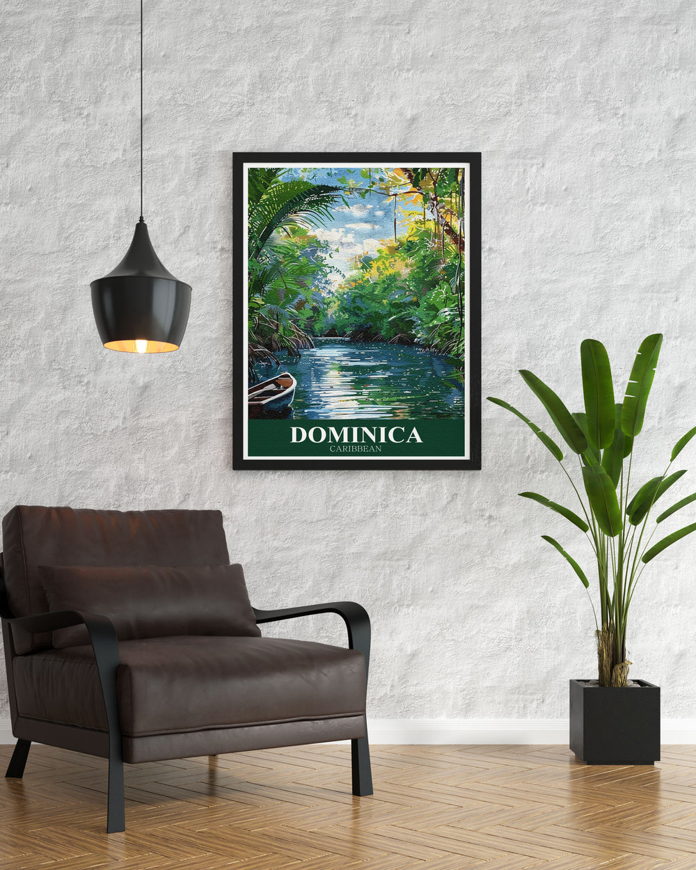 Indian River Travel Print capturing the tranquil waters and lush surroundings of Dominicas Indian River a captivating addition to any living space ideal as a travel gift or unique wall art for Caribbean enthusiasts