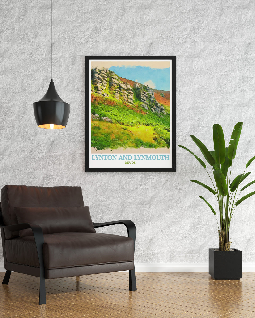 Fine art print of Valley of Rocks, highlighting the stunning geological features and panoramic views of Lynton And Lynmouth. This artwork brings the majestic landscapes of the Valley of Rocks into your home, adding a touch of natural elegance.