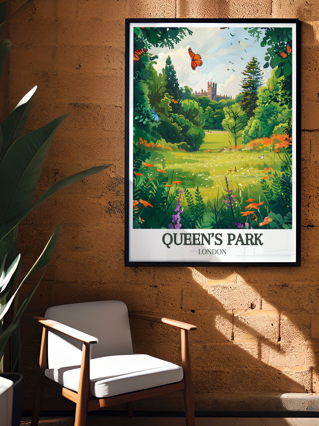 Retro London poster art featuring Queens Park Rangers and the iconic bandstand of Queens Park London a beautiful and nostalgic piece of artwork perfect for any London travel poster collection