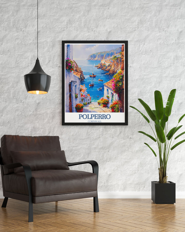 Stunning Polperro Beach artwork highlighting the picturesque fishing village of Polperro Cornwall making it a great addition to any home decor