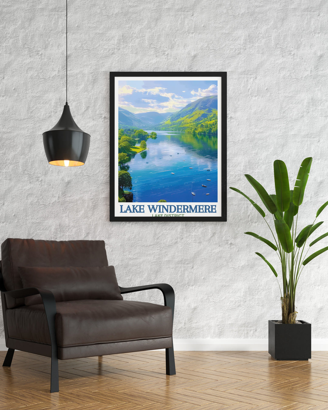 The Lake District Travel Print captures the breathtaking beauty of Lake Windermere, offering a serene escape into one of Englands most iconic natural landscapes. This artwork is perfect for adding a touch of outdoor elegance to any room, ideal for nature and travel lovers.