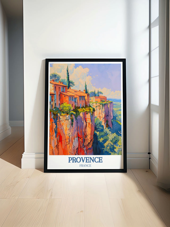 Discover the beauty of Roussillon Ochre Village with our Provence Wall Art perfect for enhancing your home living decor with stunning French landscapes and vibrant colors that capture the charm of Provence.