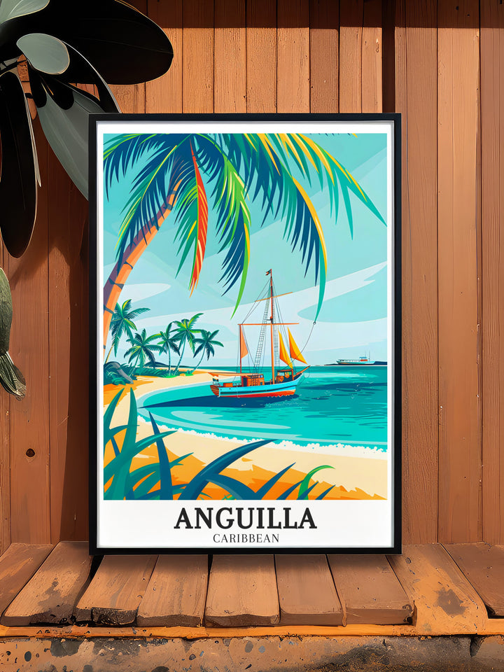 Little Bay Sandy Island Stunning Living Room Decor showcases the tranquil landscapes of Anguilla in vibrant colors adding a touch of the Caribbean to your home perfect for those who dream of island getaways and want to bring that feeling into their space