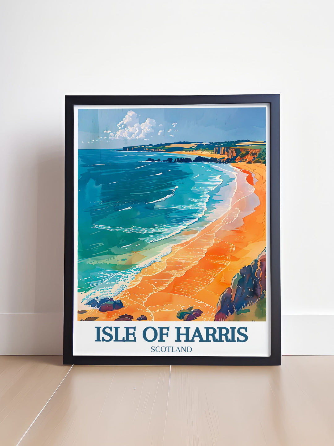 Isle of Harris decor featuring iconic landmarks, perfect for thoughtful gifts or personal use. This travel print embodies the vibrancy of the Outer Hebrides, making it a cherished piece for art lovers and travelers alike.