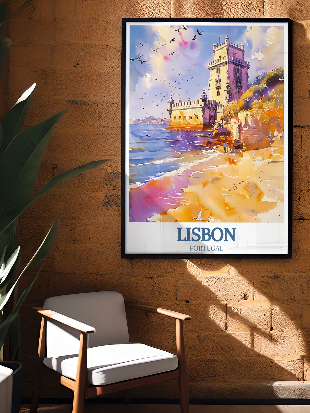 Immerse yourself in the breathtaking views of Belem Tower Tagus river with our Simple Travel Print a perfect addition to your collection of Portugal Travel Art showcasing the scenic beauty of Lisbon