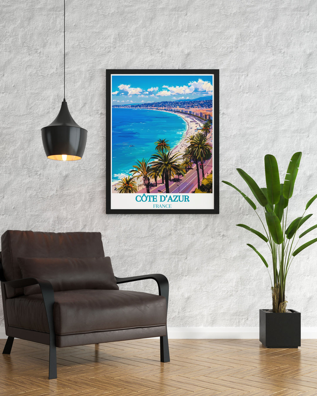 Custom print of the Promenade des Anglais, Nice, Côte dAzur, France, offering a personalized touch to your home decor. This artwork highlights the picturesque boulevard, vibrant street life, and serene Mediterranean views, perfect for those who love coastal landscapes.