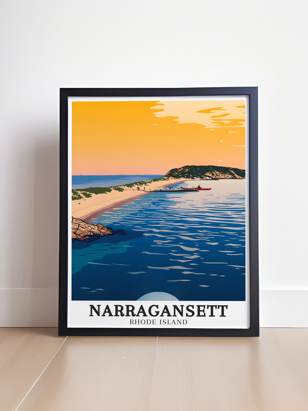 Stunning living room decor featuring Breachway Inlet Narragansett Beach prints and artwork transforms your space with the tranquil beauty of this beloved East Coast destination ideal for modern and classic interiors