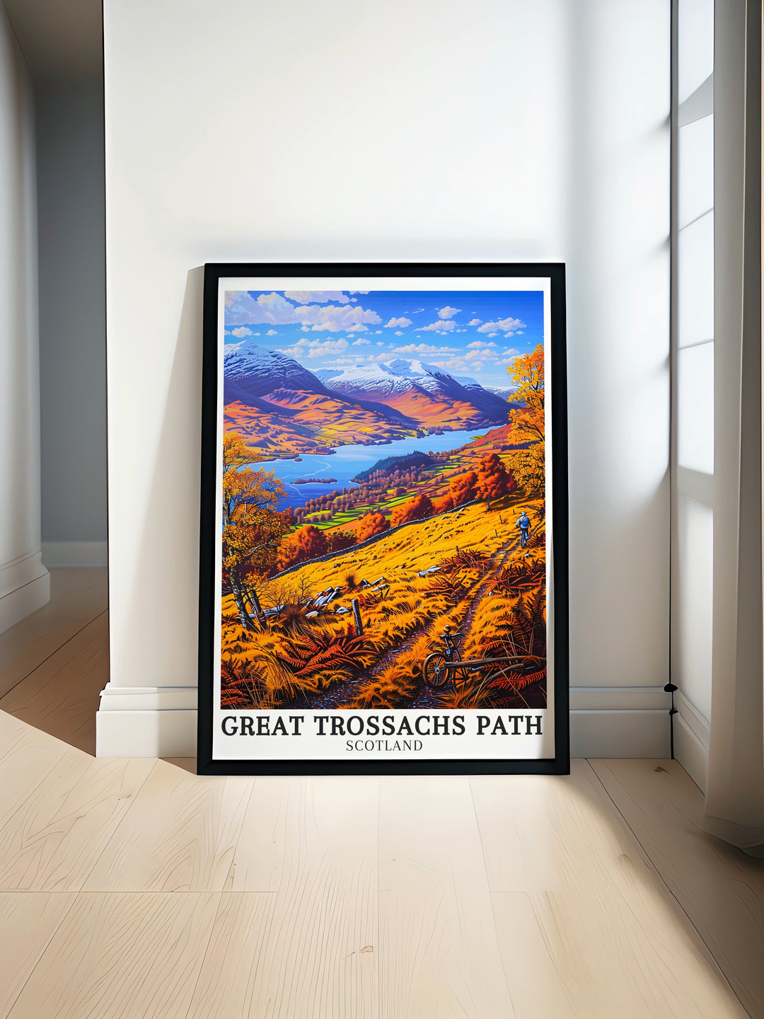 Great Trossachs Path posters. These posters bring the stunning landscapes of the Great Trossachs Path, Loch Katrine, and Trossachs National Park into your home, making them perfect for travel enthusiasts and art collectors. Ideal for wall decor.