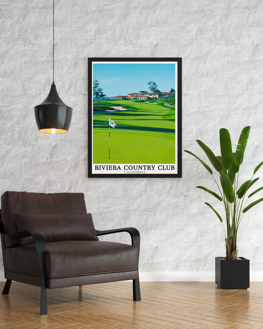 Celebrate the beauty of the Riviera Country Club and Pacific Palisades with this travel poster. The artwork captures the legendary golf course and the charming Riviera Club House, making it a perfect gift for any golf enthusiast.