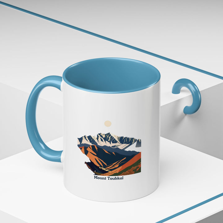 A beautifully designed Mount Toubkal mug showcasing the natural landscape of Morocco’s highest peak. Perfect for coffee lovers, it’s microwave-safe and dishwasher-safe for convenience.