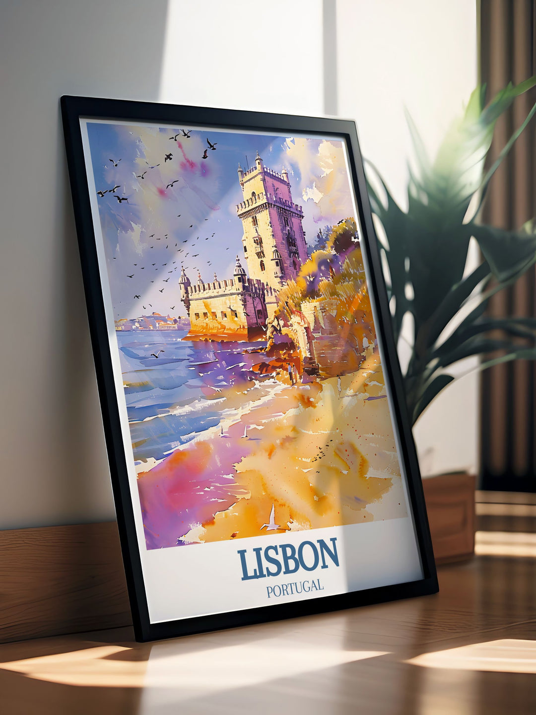 Our Portugal Print of Belem Tower Tagus river is a perfect way to remember your Portuguese holiday capturing the picturesque streets and vibrant atmosphere of one of Lisbons historic landmarks