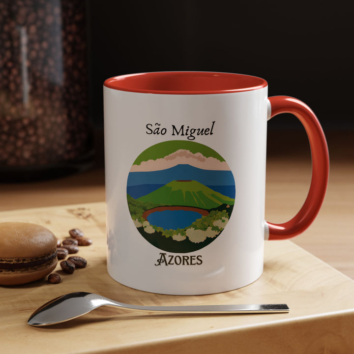 A beautifully designed São Miguel mug celebrating the island's charm. Perfect for coffee or tea lovers, it features vibrant artwork inspired by São Miguel's landscapes. Durable and dishwasher-safe, this mug is a meaningful gift or keepsake for travelers and art enthusiasts.