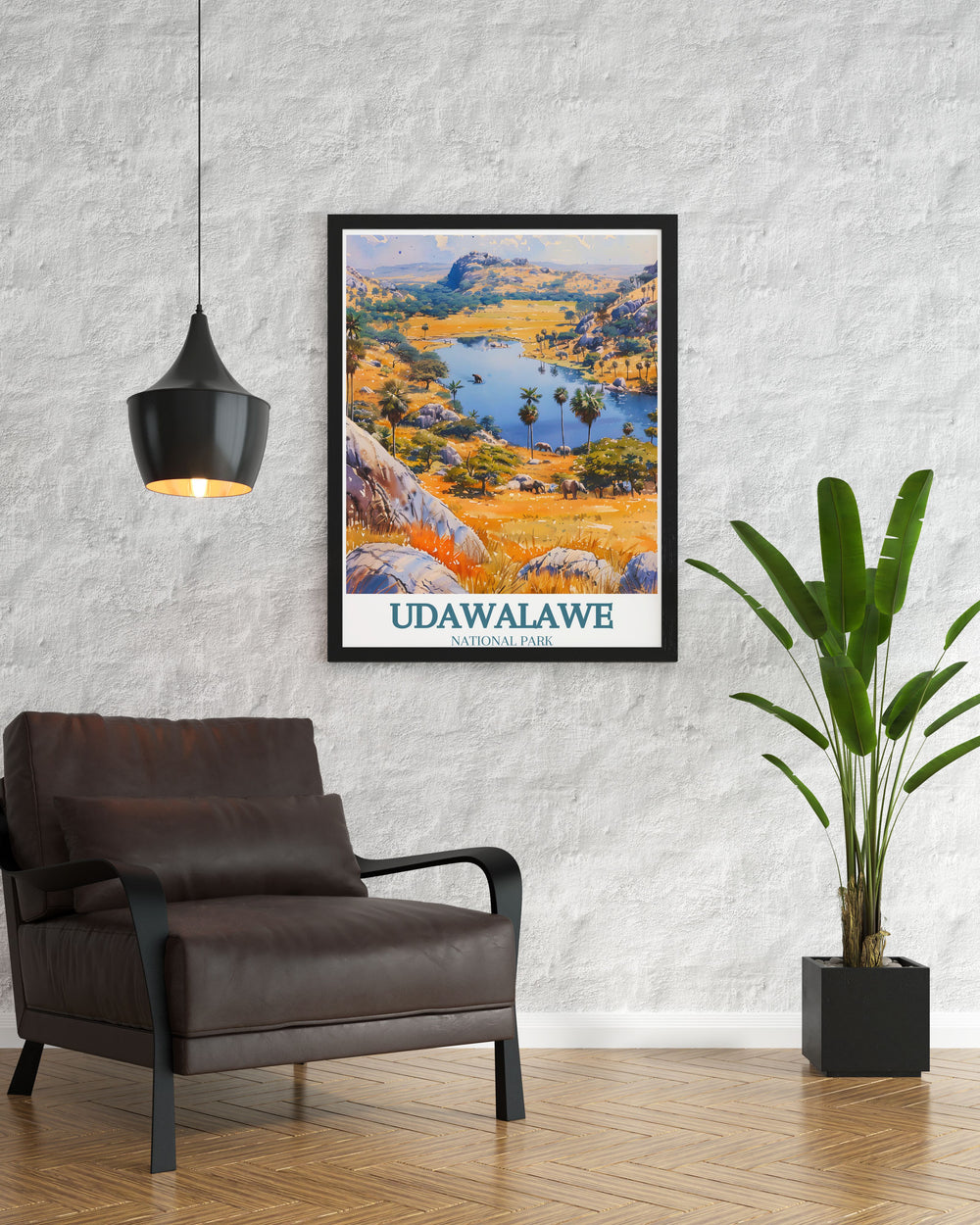 National Park art featuring Udawalawe Reservoir Walawe River with vivid colors and intricate details ideal for enhancing any room with the serene landscapes of Sri Lanka and inspiring adventure and exploration with this beautiful artwork.