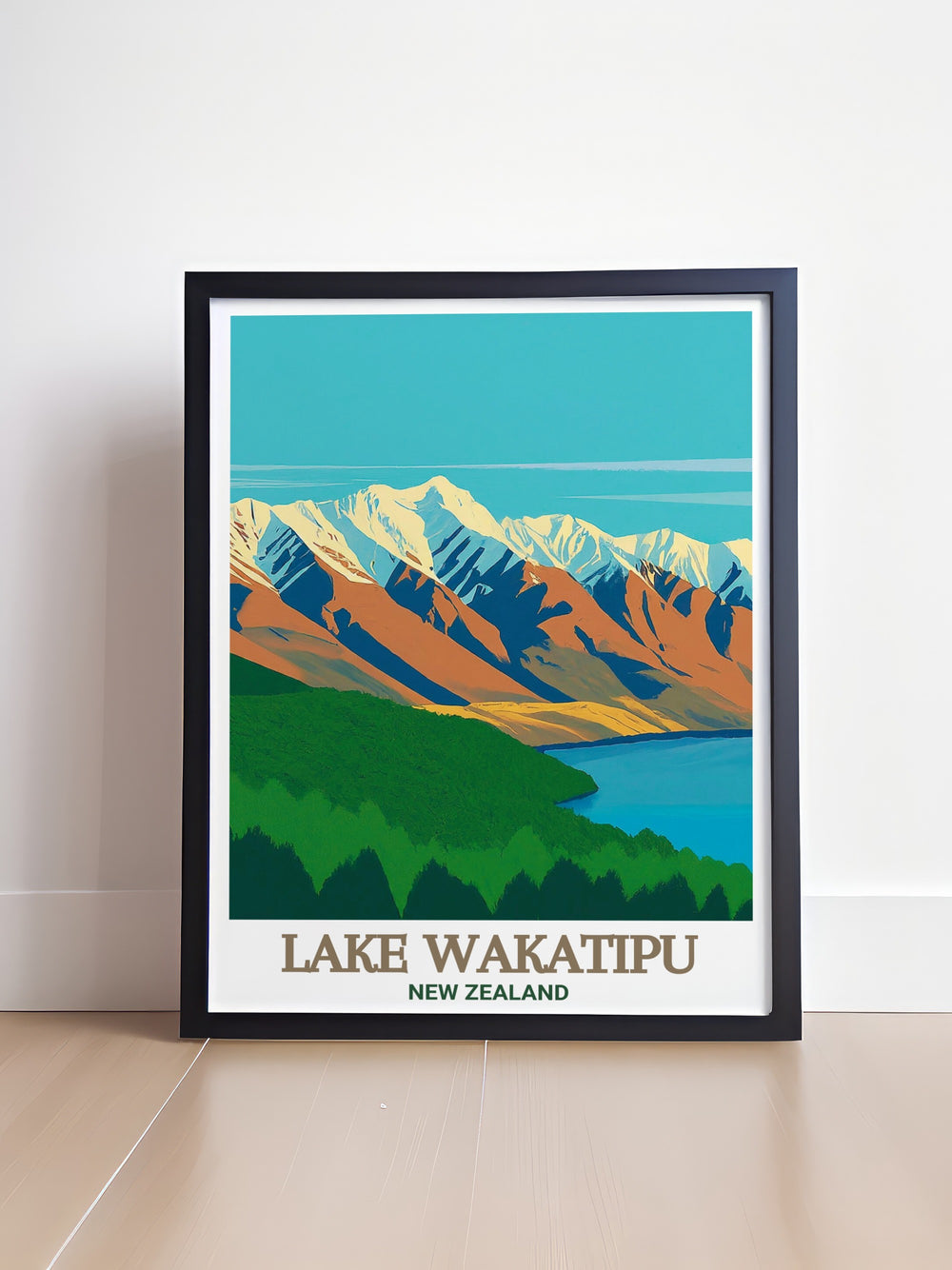 The rugged beauty of The Remarkables and the calm waters of Lake Wakatipu come alive in this New Zealand wall art. Perfect for travel enthusiasts and nature lovers, this print brings a piece of the South Island into your home.