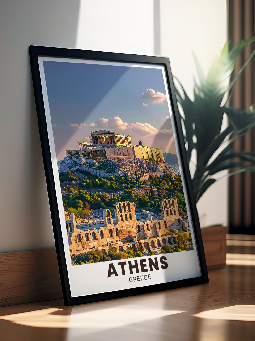 Experience the grandeur of ancient Greece with this Athens Poster featuring the Acropolis of Athens with the Partheon a perfect addition to any wall art collection ideal for traveler gifts and home decor celebrating Greek heritage