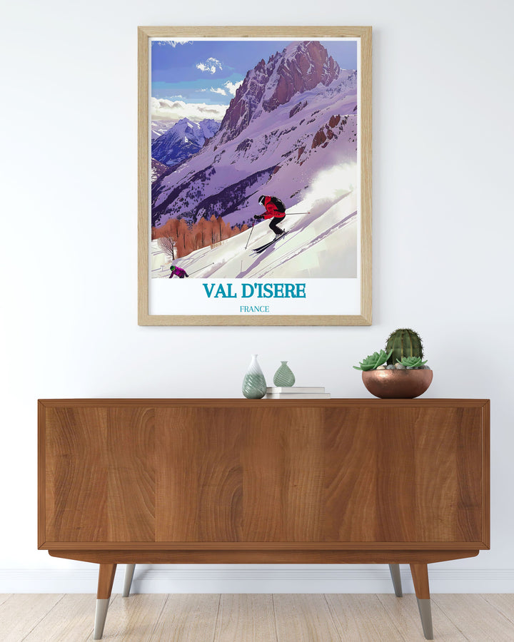 Embrace the challenging terrain of La Face de Bellevarde with this exquisite art print, ideal for those who love skiing.