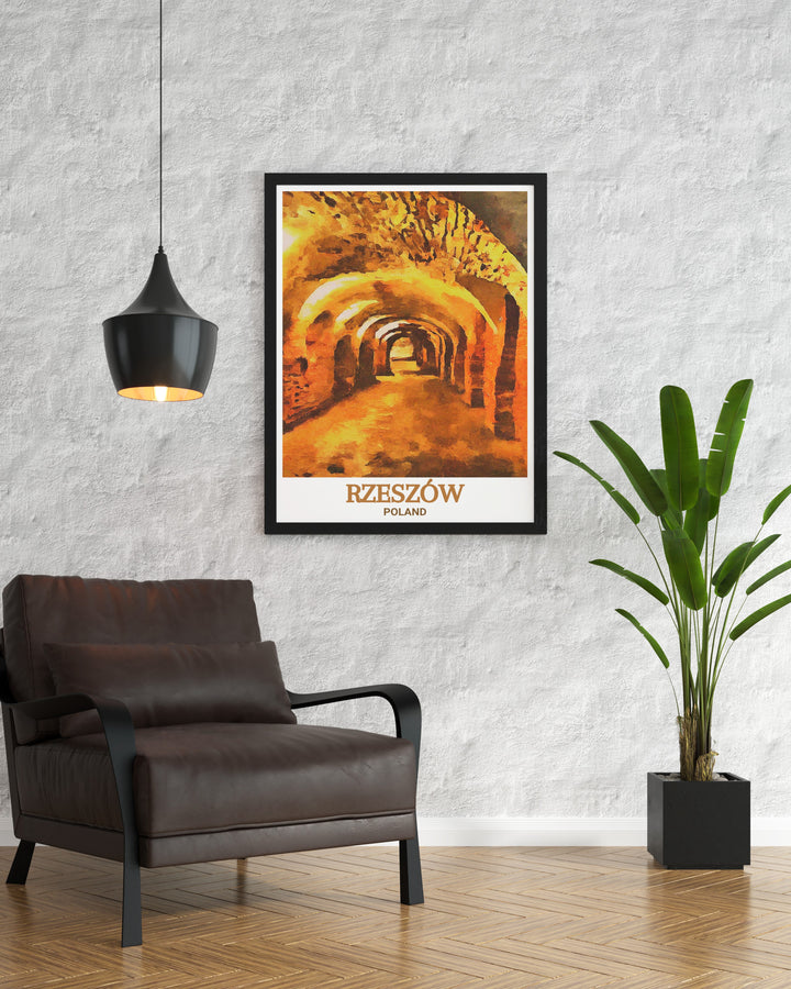 Elevate your living space with this captivating Rzeszow Underground Tourist Route art print a beautiful piece of Poland wall art that brings the hidden history of Rzeszow into your home making it a perfect centerpiece for any room.