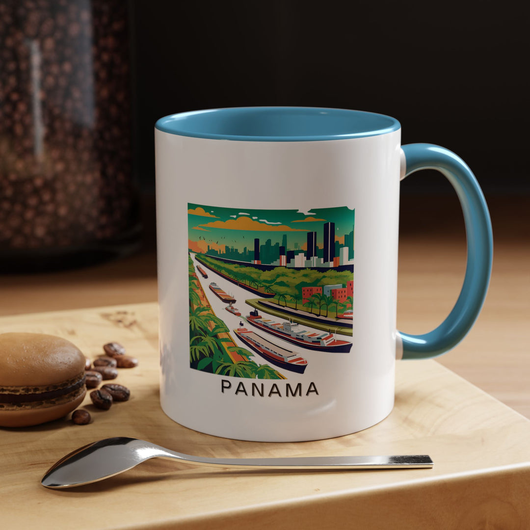 A beautifully designed Panama mug featuring artwork inspired by the Panama Canal and stunning landscapes. Perfect for coffee or tea lovers, this mug is dishwasher and microwave safe, making it a meaningful gift or keepsake for travelers and art enthusiasts.