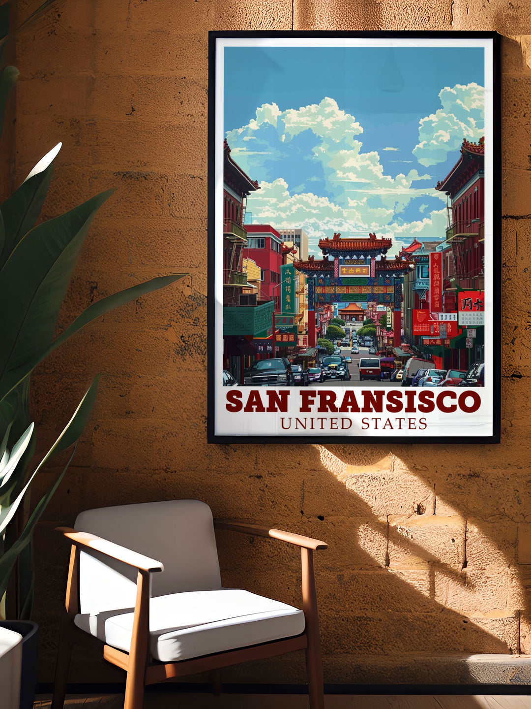 Modern art print of the Golden Gate Bridge and Dragons Gate adds a touch of elegance and sophistication to any room a perfect choice for stunning living room decor