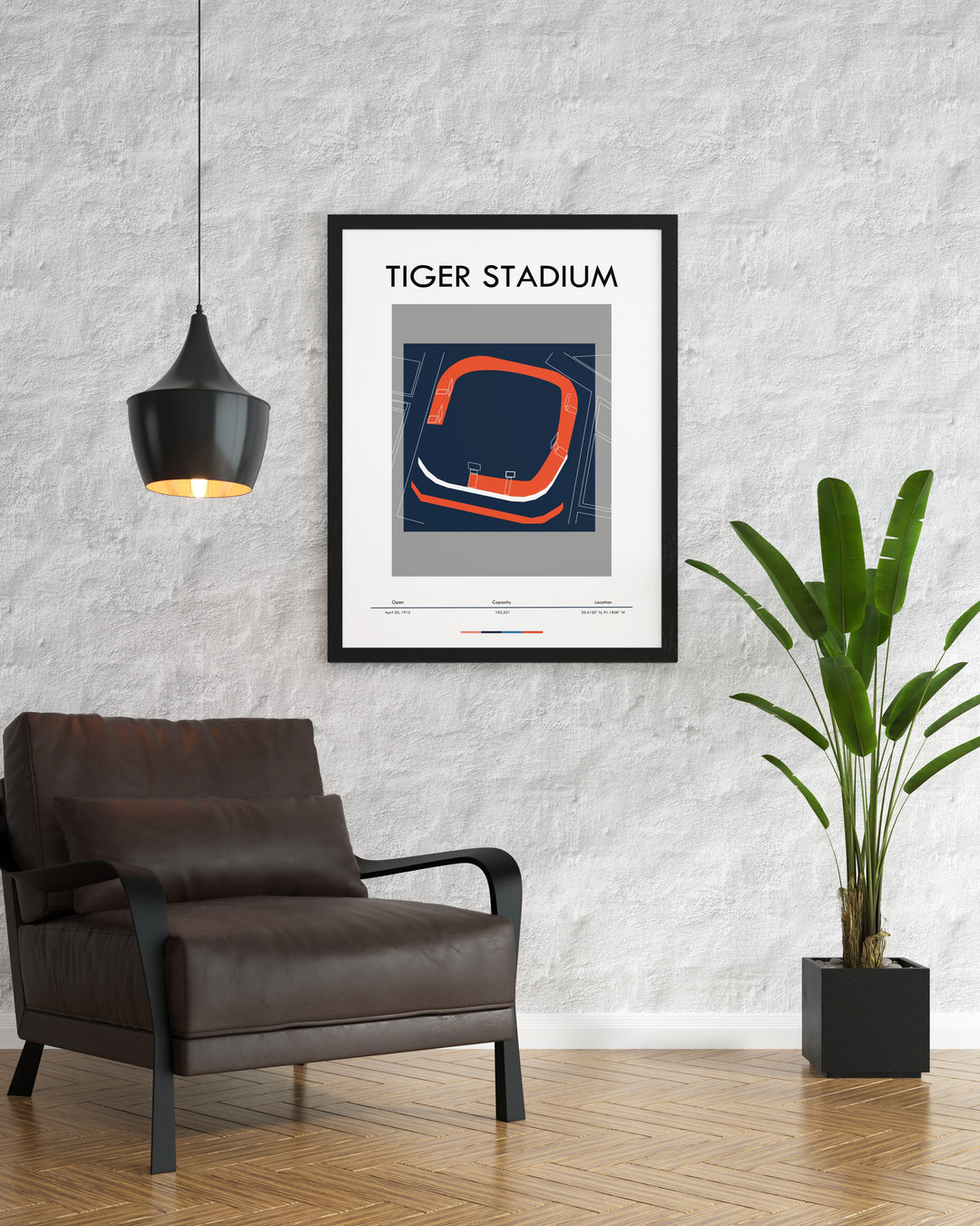 LSU Tigers Print featuring the iconic LSU Tiger Stadium in a vibrant and dynamic style ideal for decorating college dorms or home spaces celebrating the spirit of college football and LSU Tigers