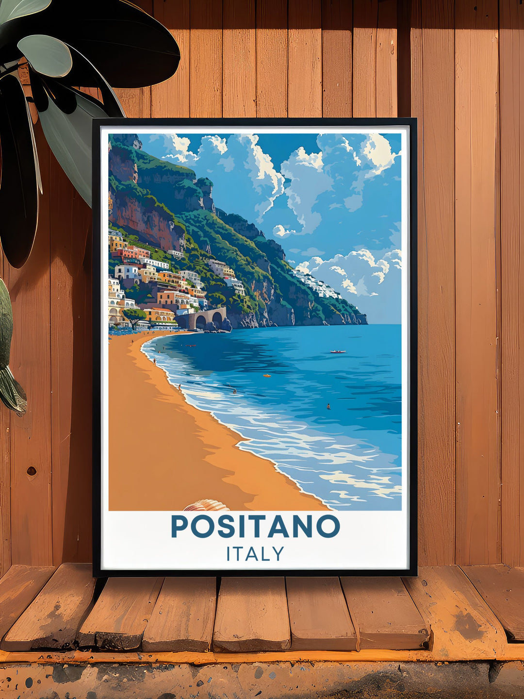 Positano Print is an exquisite piece of wall art that captures the essence of Spiaggia Grande offering a serene and captivating view of the Amalfi Coast. Perfect for home decor this Italy Print adds a touch of elegance and sophistication to any space