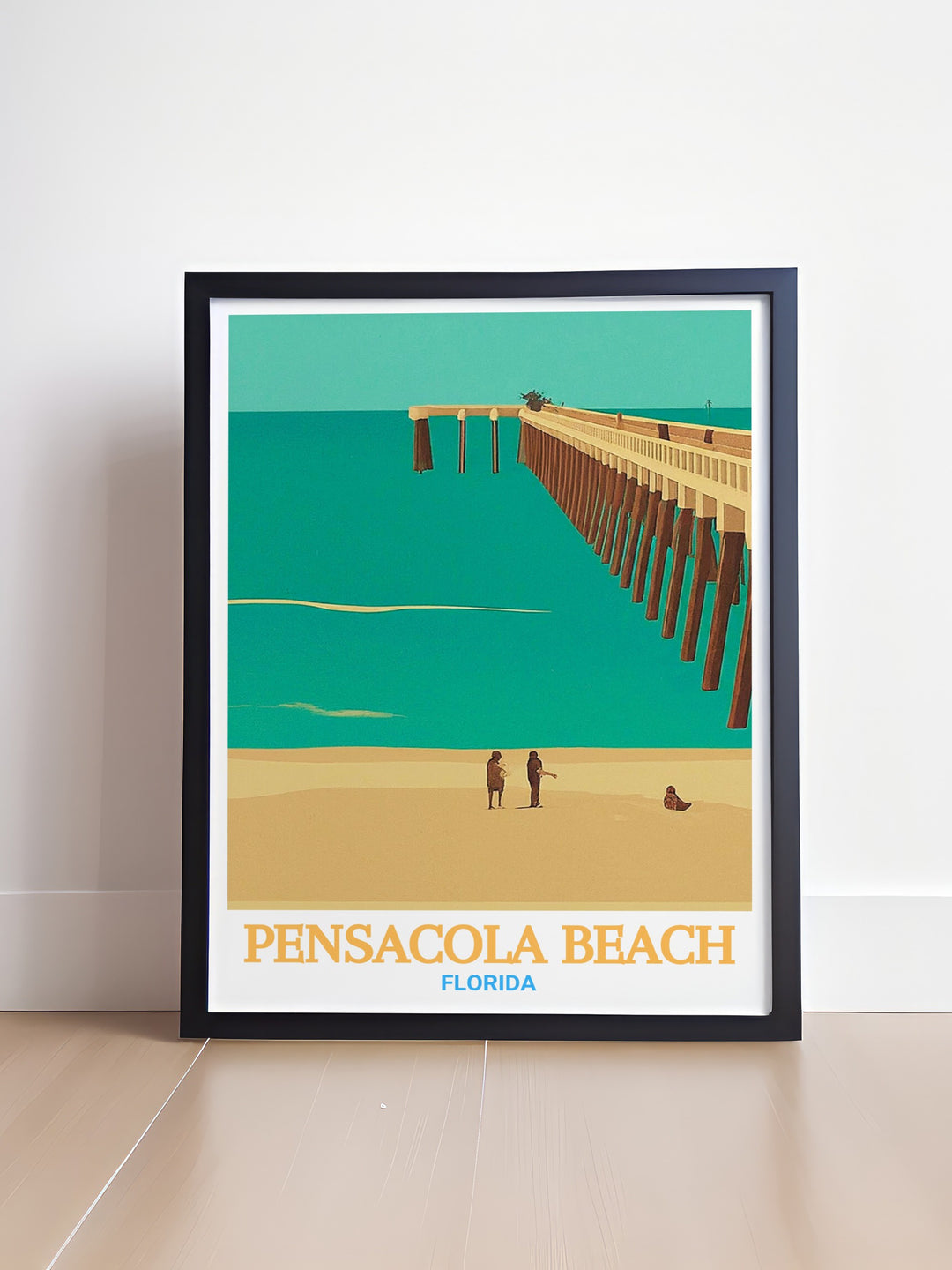 Beautiful Pensacola Beach wall art showcasing the iconic Pensacola Beach Pier in Florida. Perfect for nature lovers and art enthusiasts. This detailed artwork brings the tranquility and splendor of the beach to life.