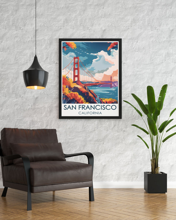 Our Golden Gate Bridge Wall Art perfectly captures the elegance of this San Francisco icon. The artwork presents the bridge, with its intricate detailing and bold design, set against the soft hues of the surrounding bay, perfect for lovers of West Coast art.