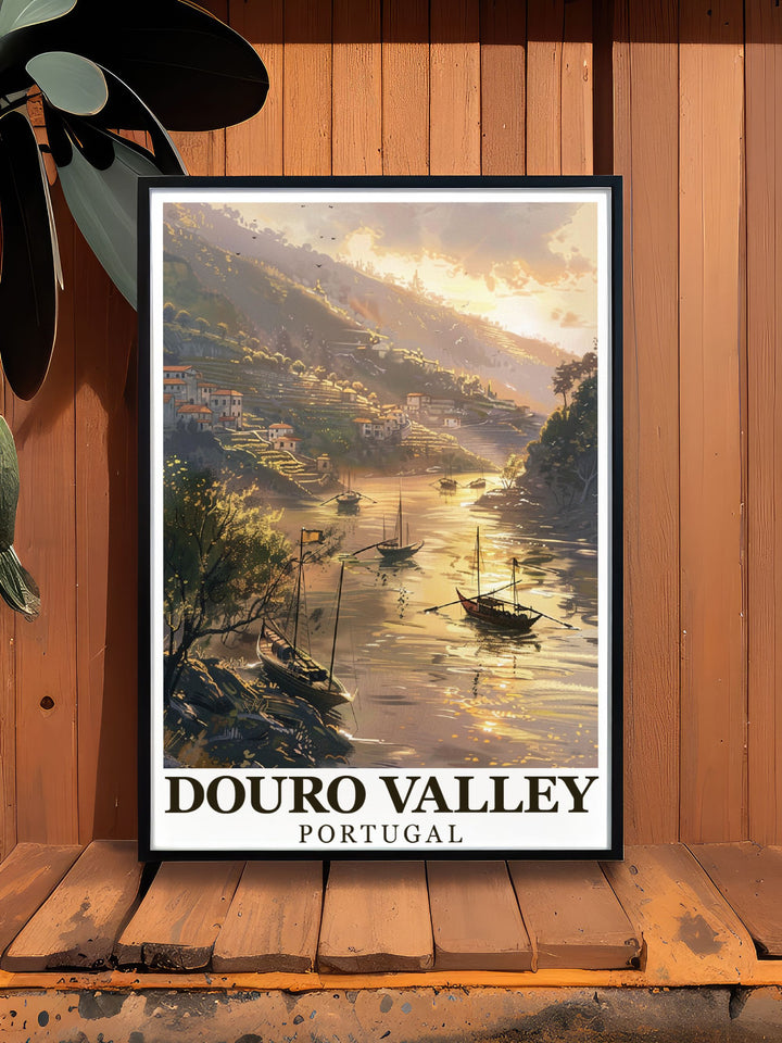 Stunning wall art of the Douro Valley capturing the rustic charm and serene vistas of Portugals Douro River, perfect for adding a touch of vineyard elegance to your living space.