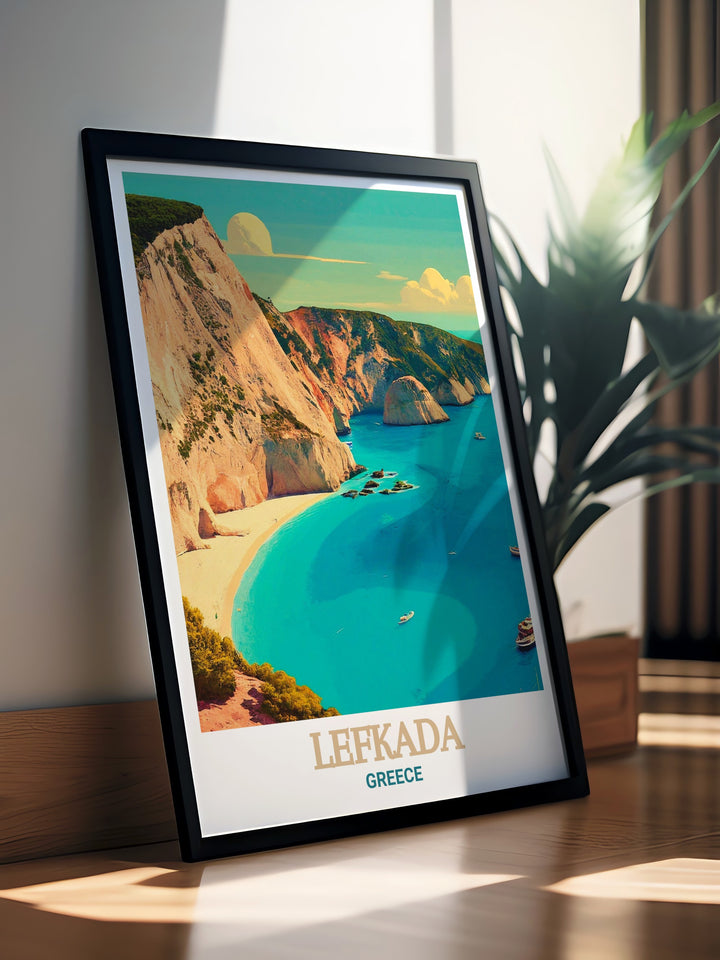 Porto Katsiki Beach Framed Prints highlight the breathtaking scenery of Lefkadas coastline with a modern and sophisticated design. This Greece Island Art is perfect for adding elegance and charm to your living room office or bedroom decor.