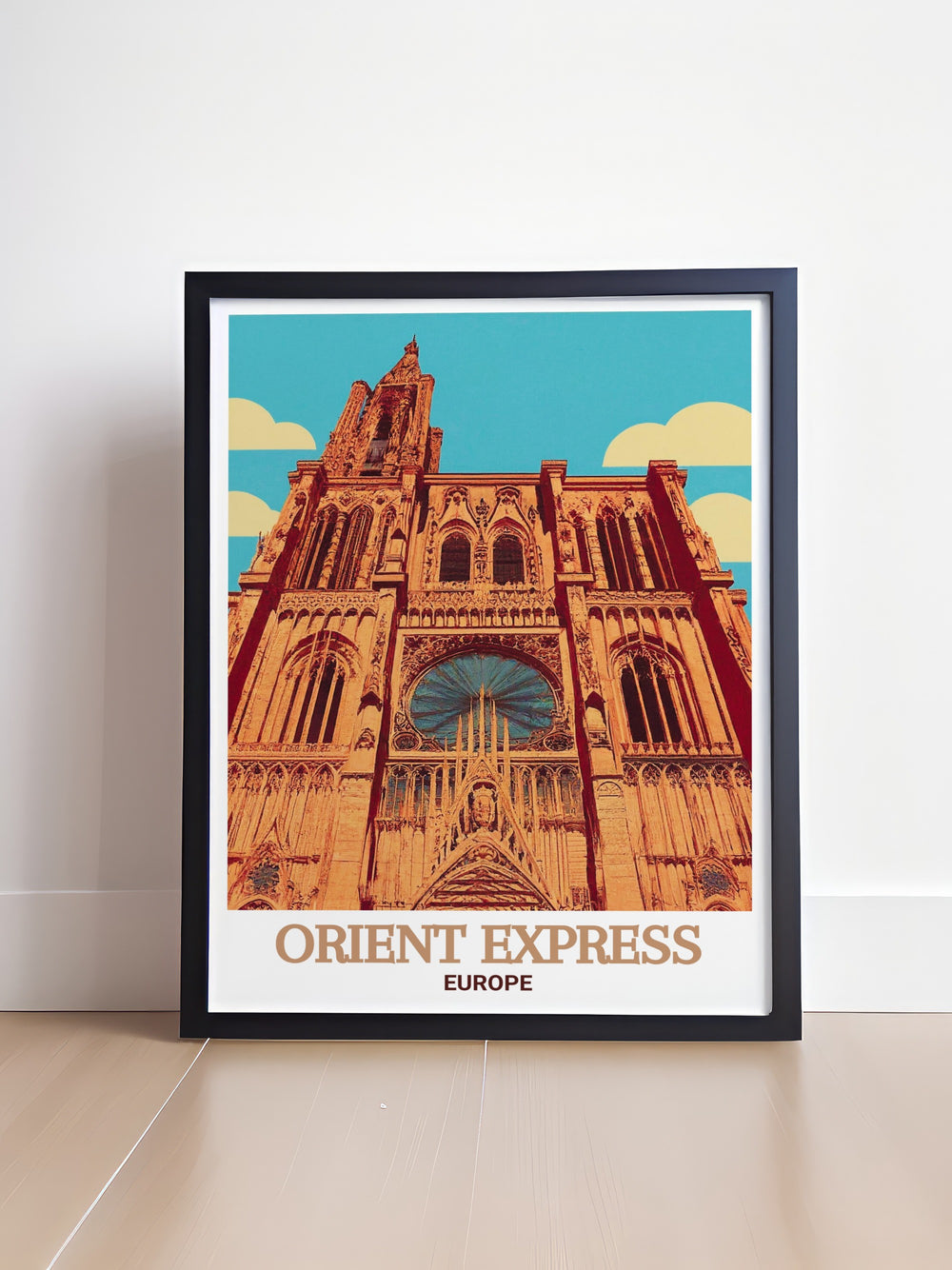 Enhance your living space with the timeless beauty of the Orient Express, depicted in this stunning canvas art alongside the majestic Strasbourg Cathedral. The rich colors and intricate details capture the essence of these iconic landmarks, ideal for creating a focal point that inspires adventure and elegance.