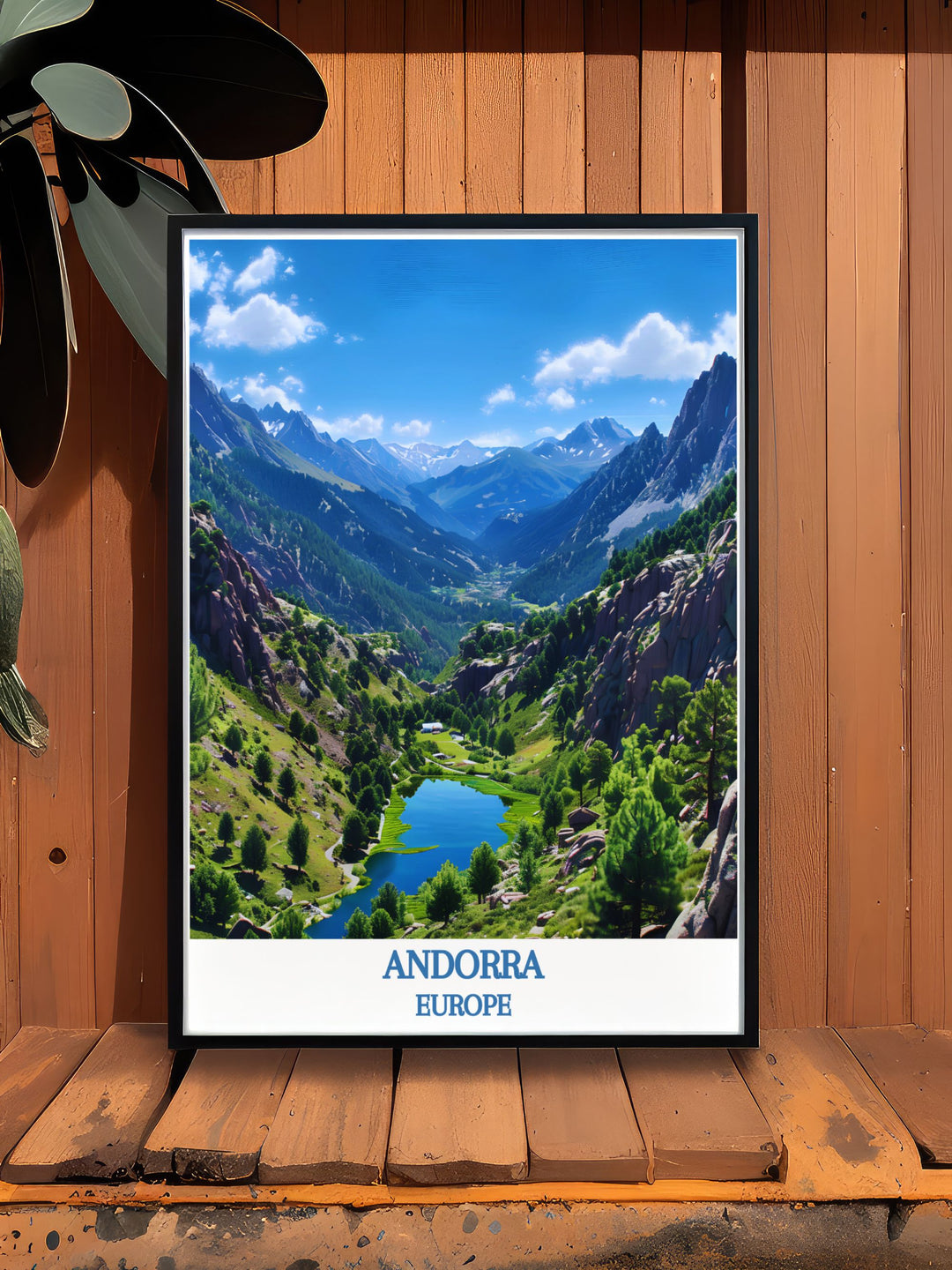 Ski resort artwork of Andorra, emphasizing the dynamic ski slopes and scenic beauty around the Valley of Madriu Perafita Claror