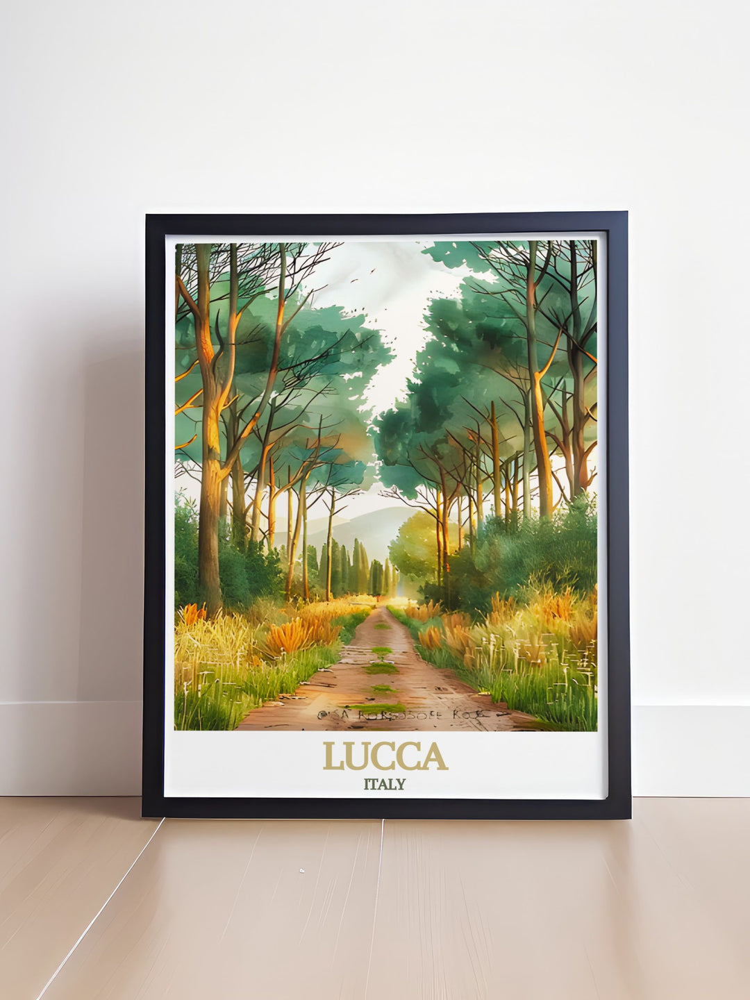 Lucca Map and San Rossore Park framed prints offering a blend of historical charm and modern aesthetics suitable for various spaces and perfect for gifting occasions