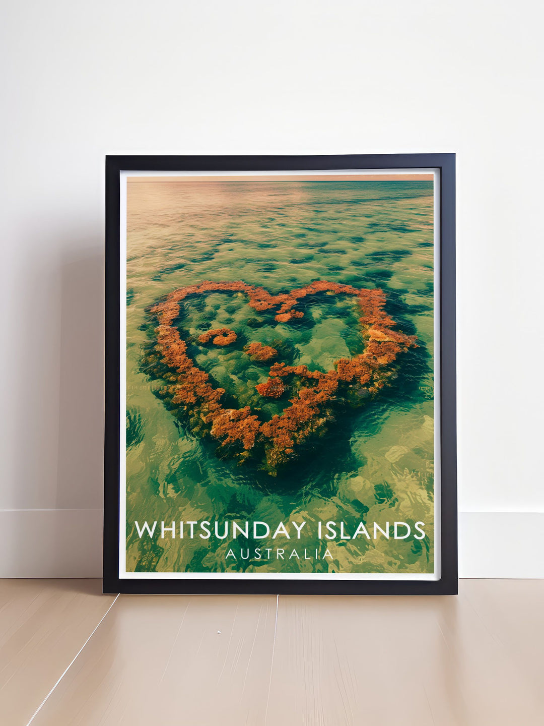 Stunning Heart Reef framed print depicting the breathtaking underwater landscape of the Whitsunday Islands great for adding elegance to any room