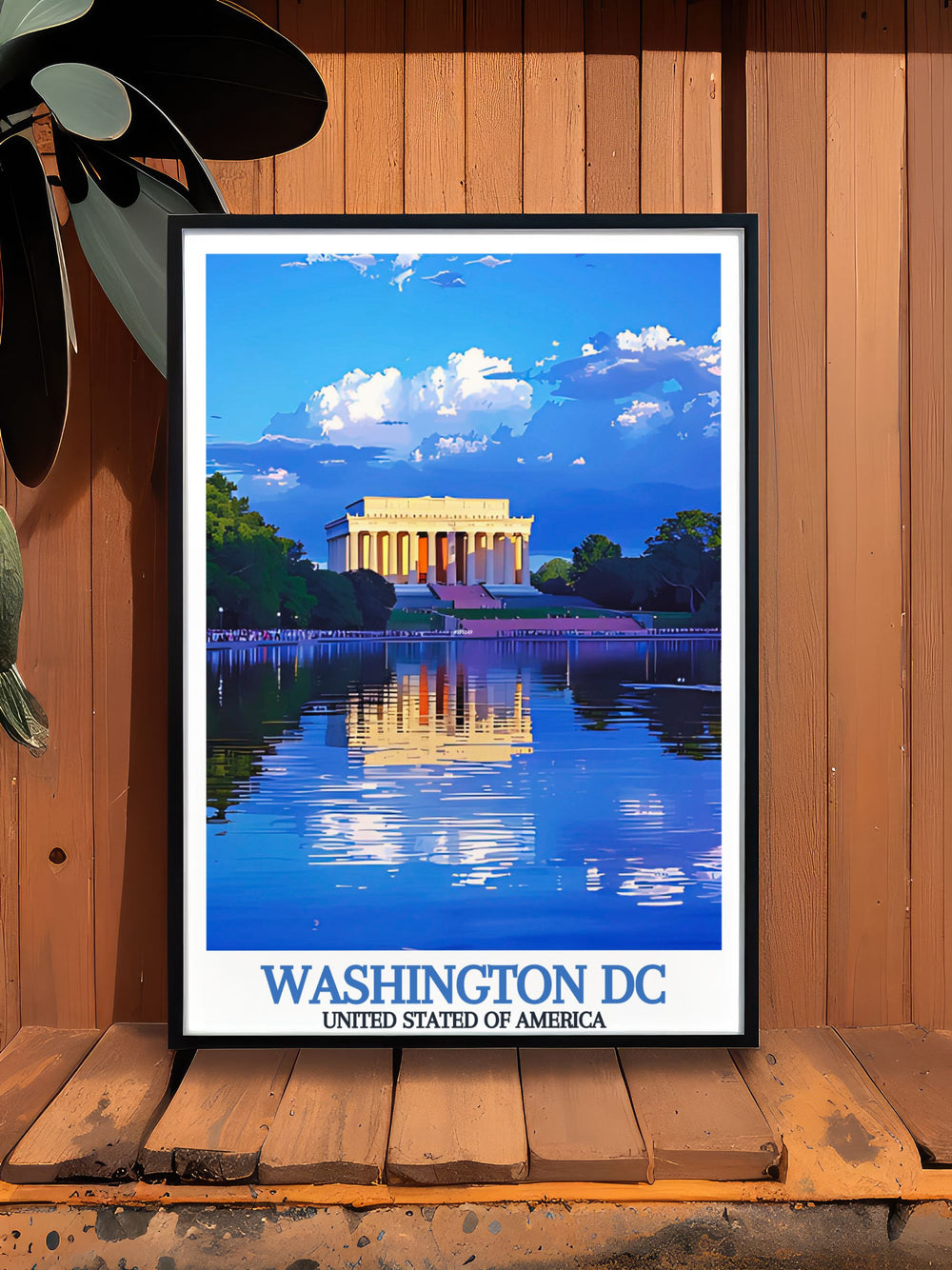 Stunning Washington DC poster in black and white showcasing the Lincoln Memorial and other iconic landmarks. This Washington DC travel print makes a versatile addition to your home decor and serves as a thoughtful gift for Mothers Day or any special occasion.