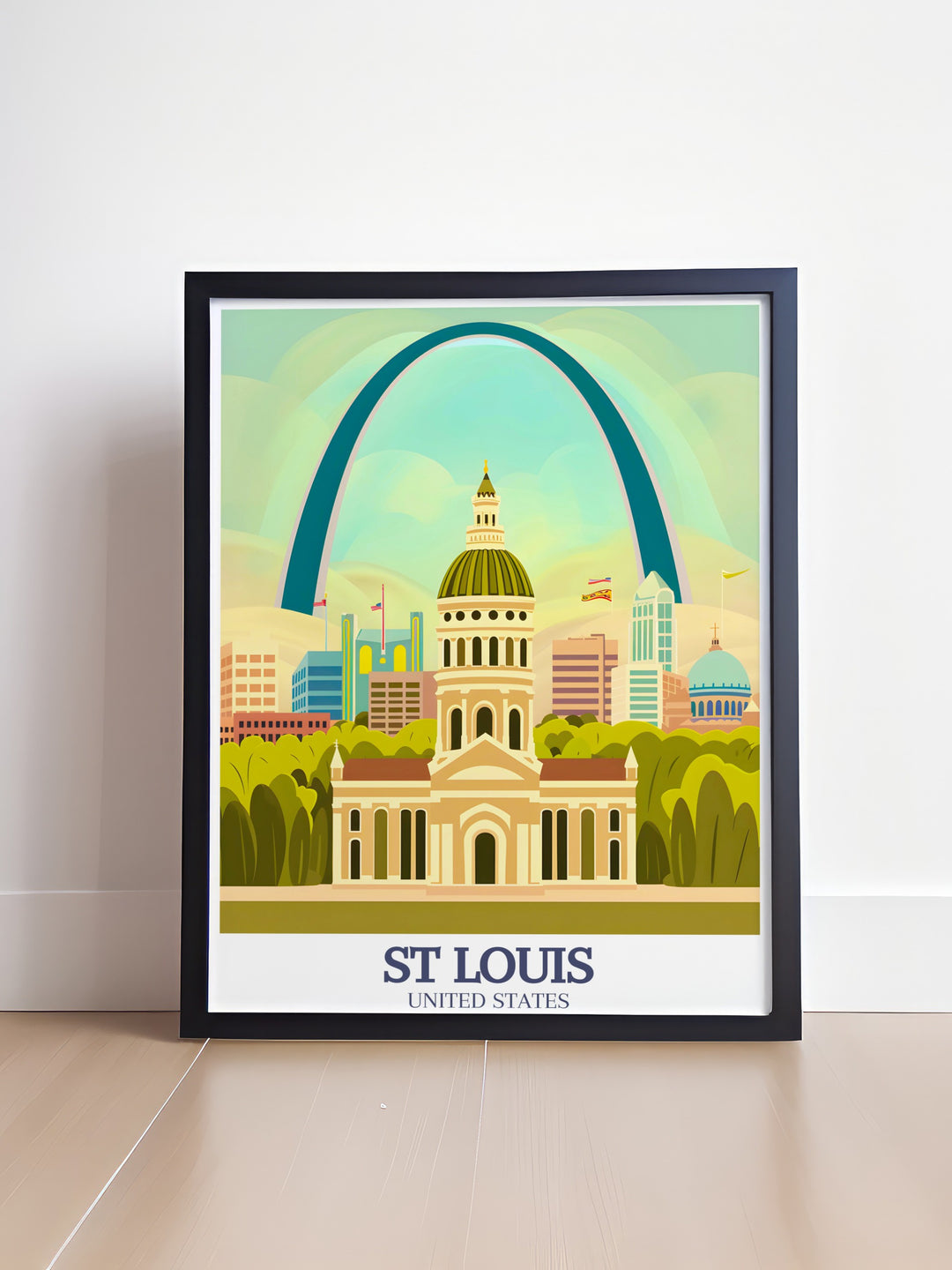 Vibrant St Louis artwork featuring Forest Park and Old Courthouse ideal for home and office wall decor sophisticated print that brings the iconic landmarks of Missouri to life perfect gifts for those who love travel art and city prints