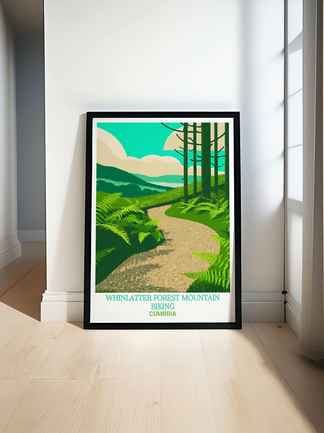 Whinlatter Forest canvas art features the dramatic scenery and biking trails of Englands only mountain forest. Perfect for those who love outdoor adventure, this print captures the spirit of exploration and the beauty of the Lake Districts rugged terrain.