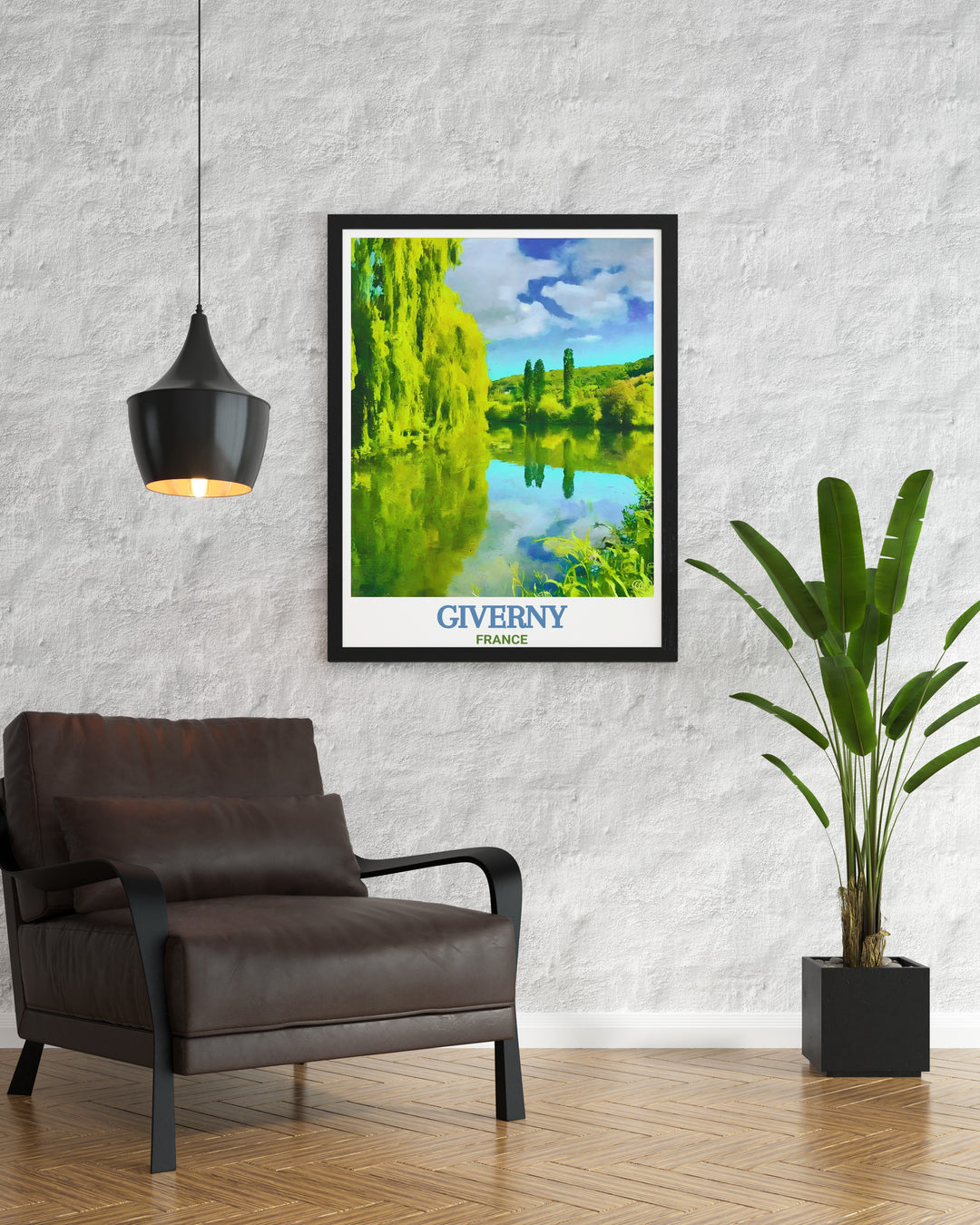 This France art print showcases the natural charm of Giverny and the flowing Seine River. With its soft hues and peaceful composition, this travel print is ideal for adding a touch of French elegance to your home decor.