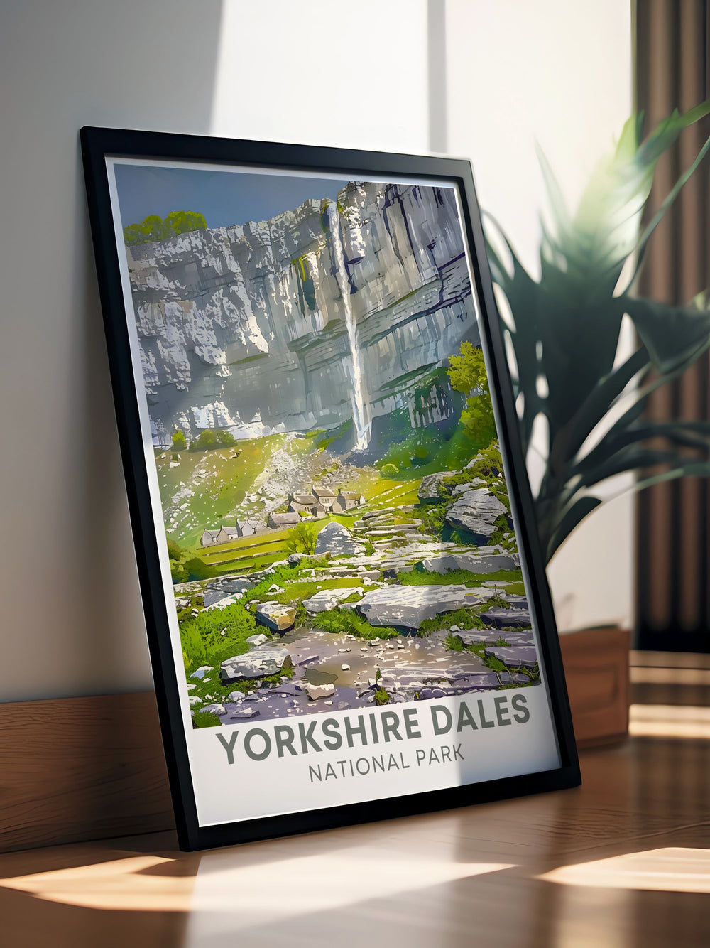 Discover the charm of the Yorkshire Dales with this Malhom Cov posterViaduct featuring stunning views of the iconic viaduct and lush surroundings perfect for any nature lovers home.