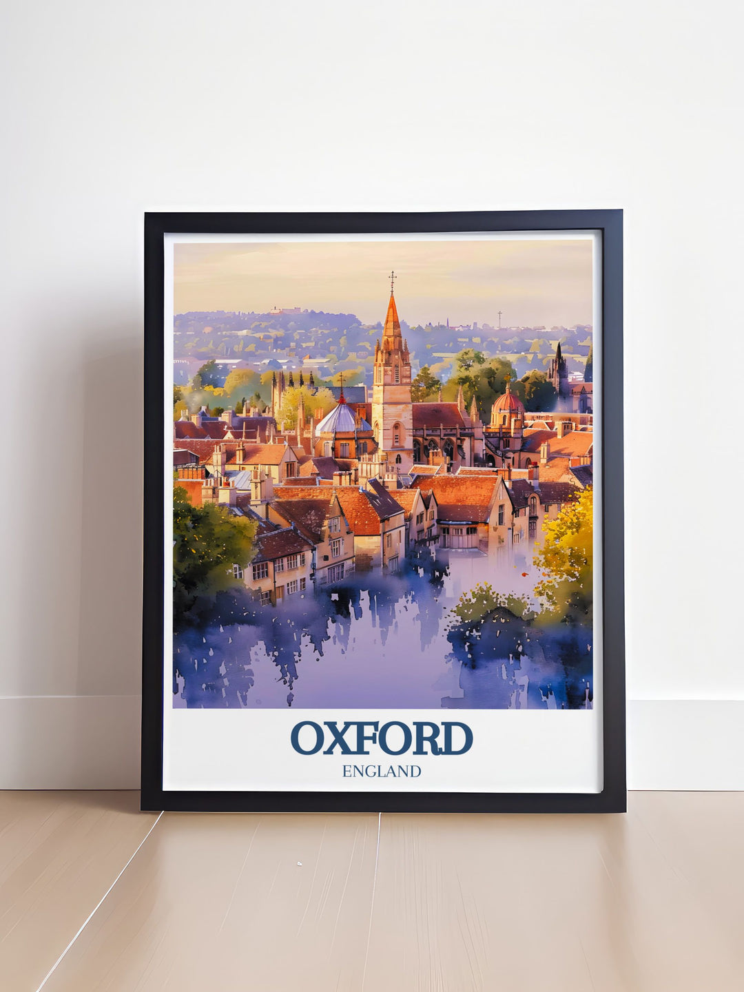 Vibrant Oxford cityscape print featuring All Saints Church and Lincoln College an excellent choice for elegant home decor and modern art enthusiasts