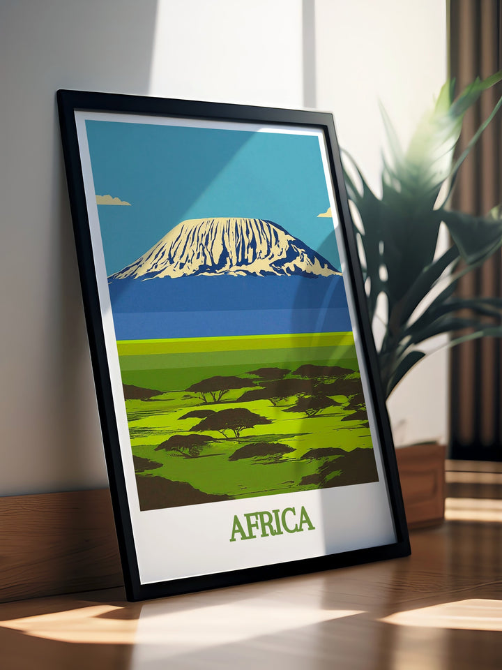 Wildlife Wall Art featuring the serene landscapes of Bwindi Impenetrable Forest and the stunning Mount Kilimanjaro perfect for adding a touch of natural elegance to your living space