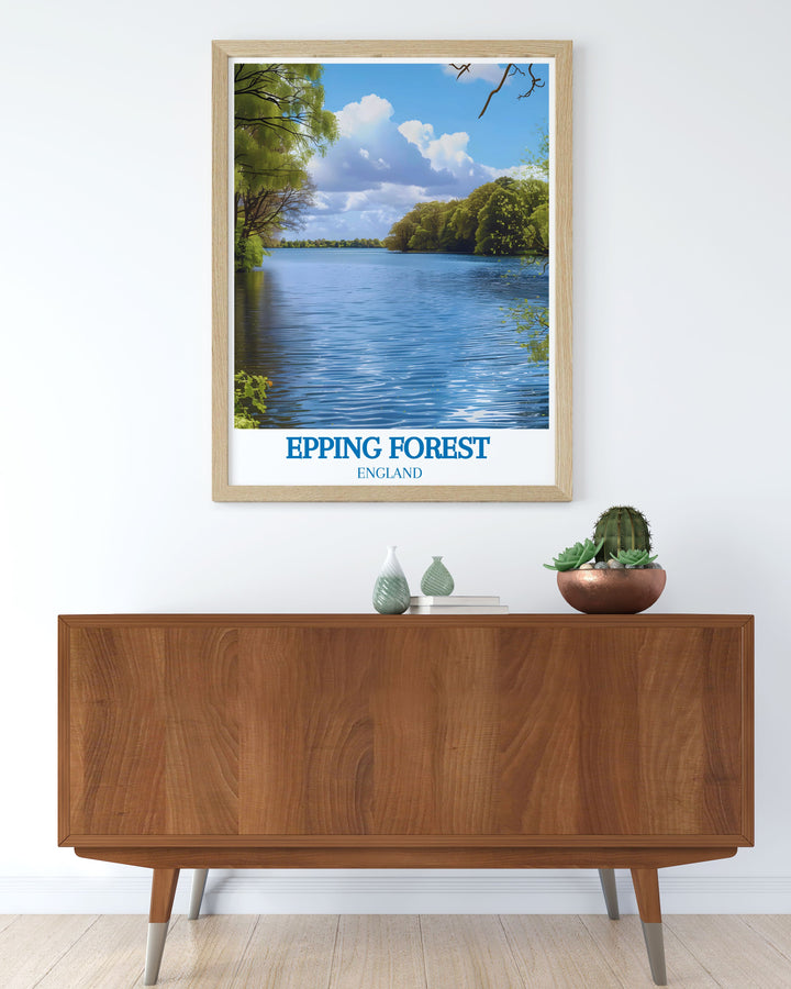 Home decor print illustrating the lush greenery and serene beauty of Epping Forest, perfect for adding a touch of nature to any space.