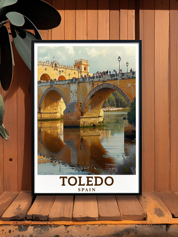 Exquisite Spain Poster of the Puente de San Martín a beautiful addition to your home decor capturing the architectural grandeur and timeless beauty of this historic landmark