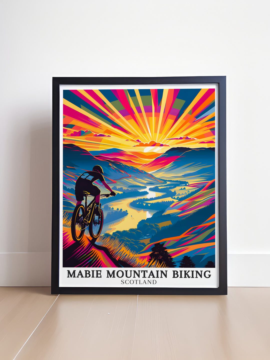 Mountain biking wall art. Bringing the exhilarating experience of Mabie Mountain Biking and the Family Forest Trail to your walls, this art captures the essence of outdoor adventure. Ideal for decorating any space with a touch of excitement.