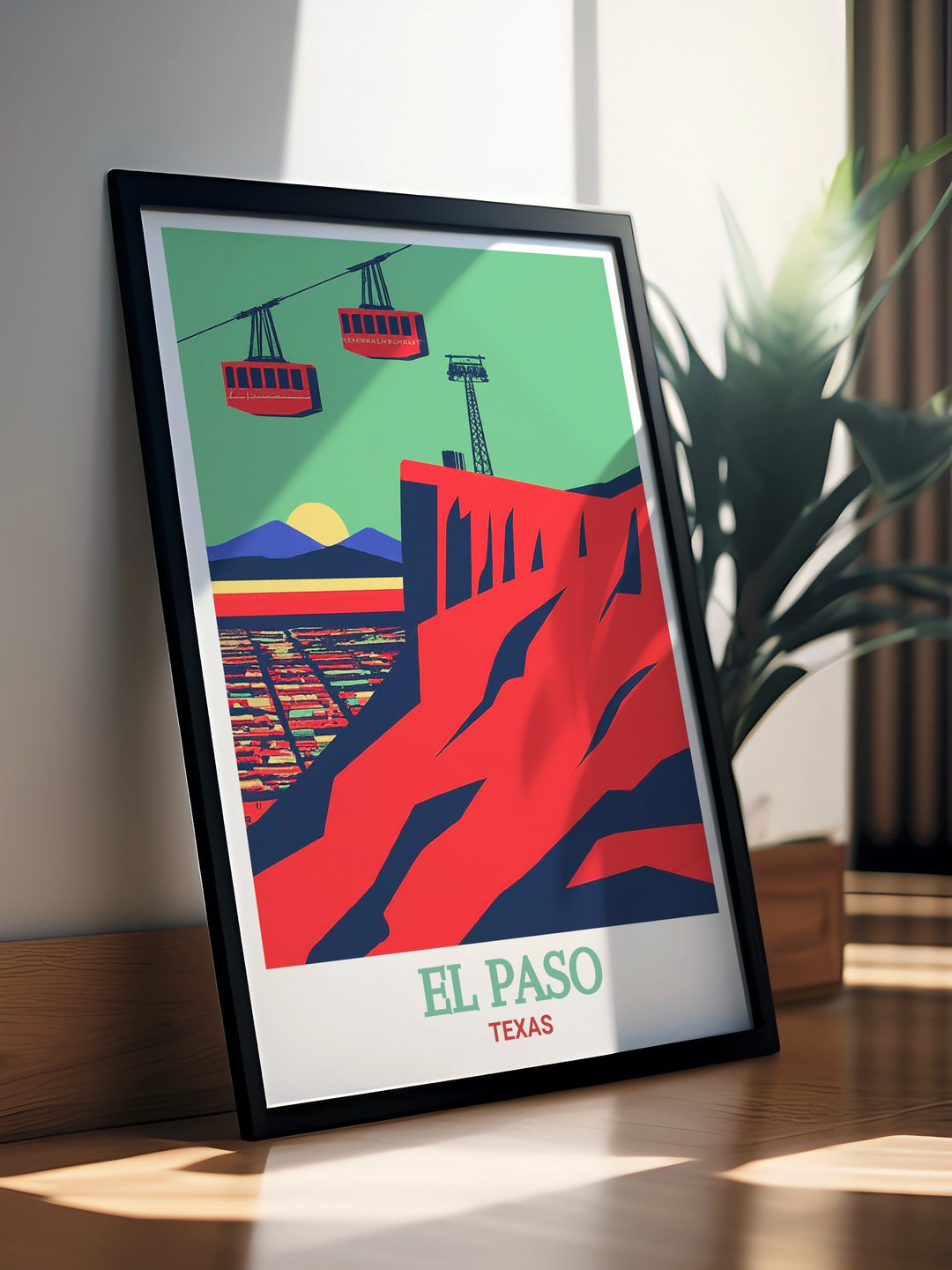 Experience the rugged beauty of El Pasos Wyler Aerial Tramway with this Texas travel print. Designed to capture the stunning views and expansive desert landscapes, this print is perfect for adding a touch of nature to your decor. A must have for travel lovers and adventurers.