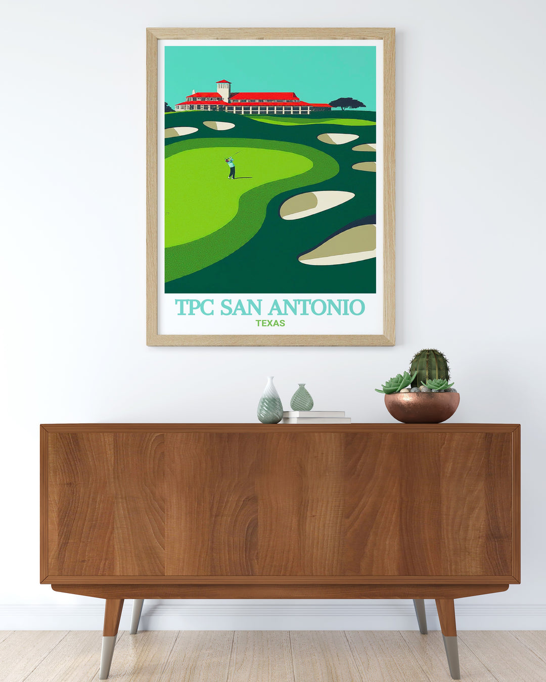 Sophisticated TPC San Antonio Golf Artwork featuring detailed depictions of the course offers a serene and inspiring addition to your home decor perfect for a study office or living room where elegance and a love for golf come together