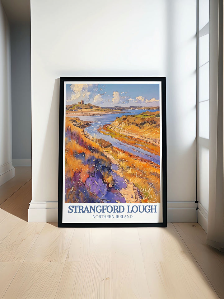 Strangford Print featuring Audley Castle Strangford Lough Marine Nature Reserve Scrabo Tower Ireland and the Lecale Coast AONB brings Northern Irelands stunning beauty into your home as modern art