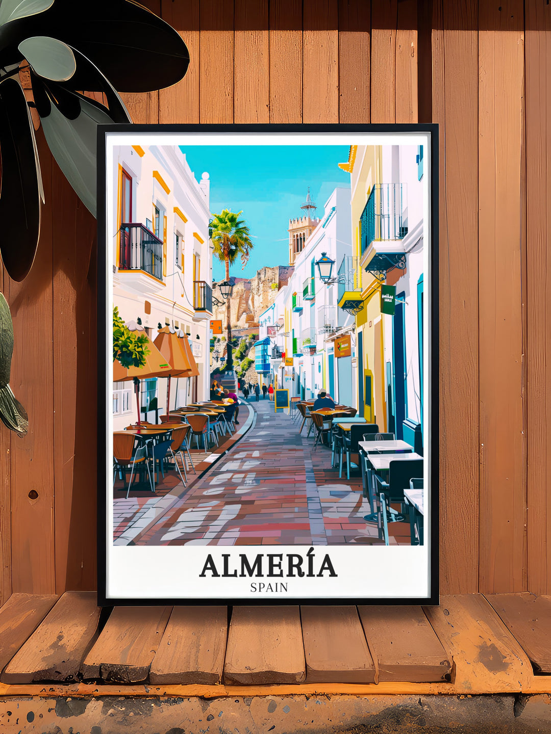 Almería canvas art depicting the beautiful contrast between ancient and modern Spain. Featuring Barrio de la Chancas colorful homes and rich heritage, this artwork is ideal for lovers of Spanish history and culture.